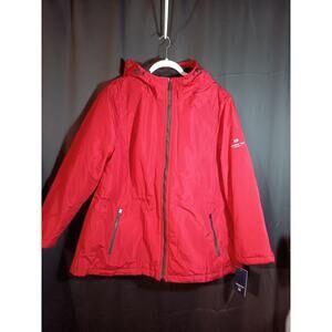 NWT London Fog Women’s XL Red Hooded Winter Coat Classic Warm Outerwear
